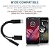 Nylon Braided 2 in 1 USB C Type C to 3.5mm Headphone Audio Aux Jack & Charge Adapter Cable Converter for Motorola Moto Z, Letv Le Pro 3 and Other Mobile Phone That Without 3.5mm Audio Jack