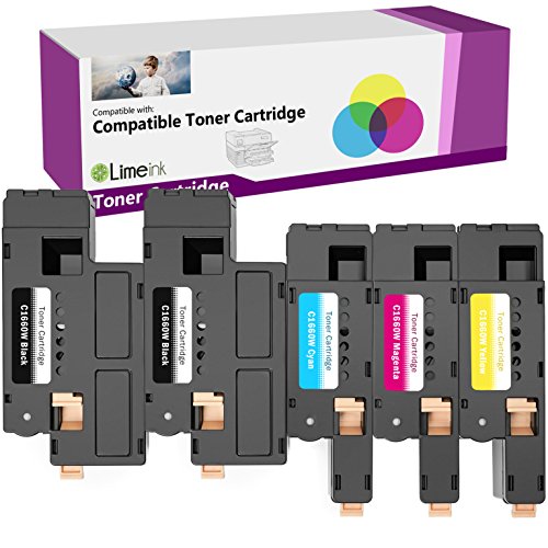 Limeink 5 Pack Compatible High Yield Laser Toner Cartridges Replacement for Dell C1660 4G9HP (2 Black, 1 Cyan, 1 Magenta, 1 Yellow) Compatible with C1660 C1660W C1660cnw 1660 1660W, 1660cnw Printers