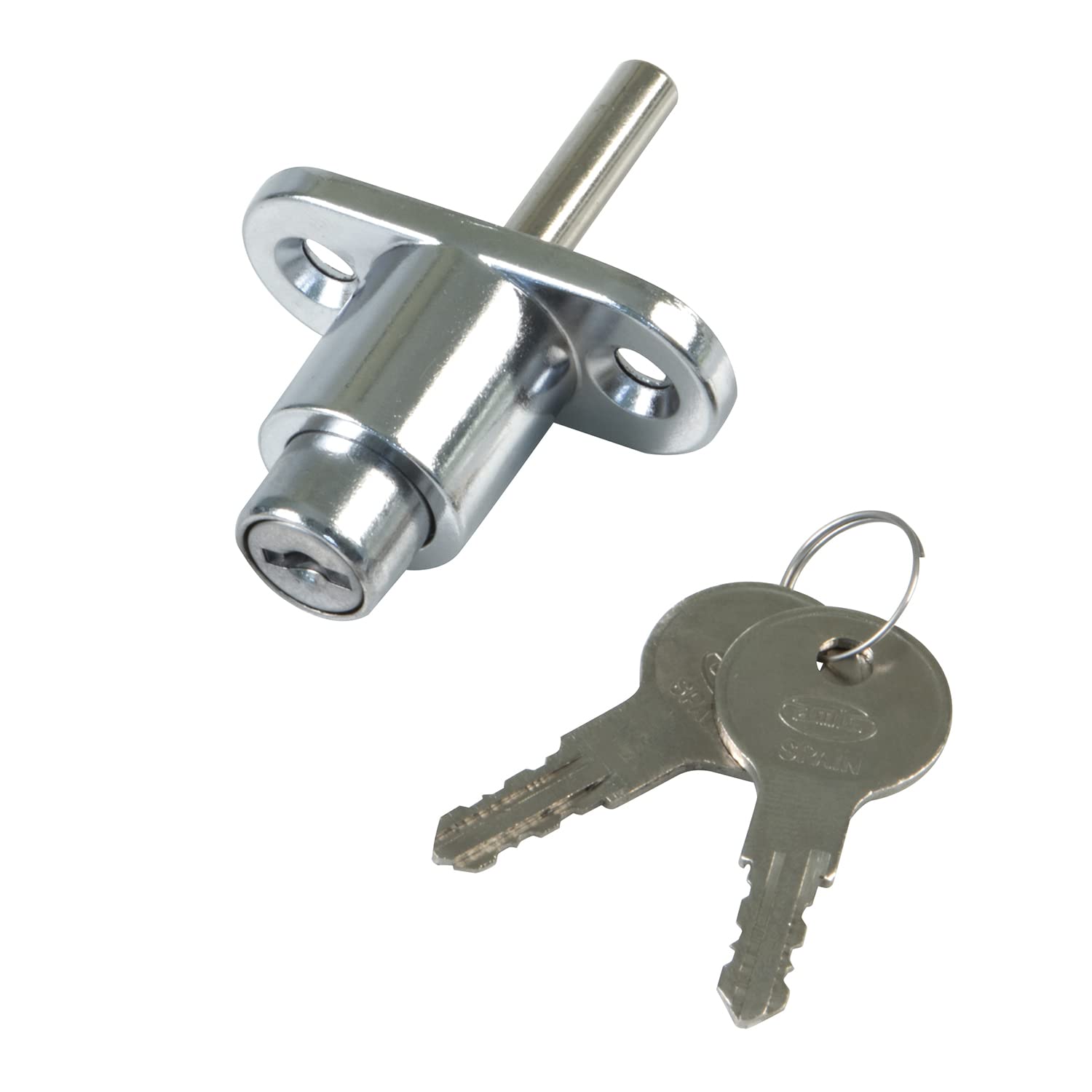 Amig - Security Lock for Sliding Windows Mod.45 | Overlap Lock with 2 Keys + Screws for Installation | Chrome Steel | Measurements: 53 x 23 mm