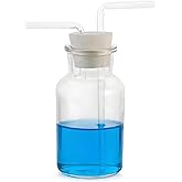 TISMART Gas Washing Bottle,Glass Bubbler 125 ML 1PCS | Lab, Experimental, Laboratory Glassware, Glass Bubbler
