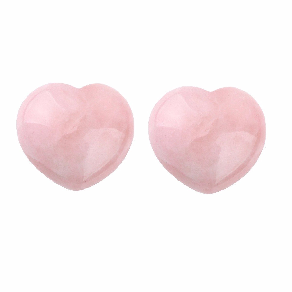 Shanxing Natural Rose Quartz Crystal Puff Heart Worry Healing Stone Palm Chakra Reiki 1.7",Pack of 2