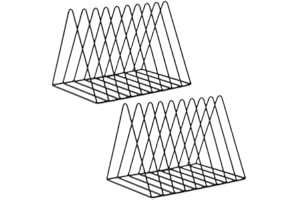 2pcs Triangle File Storage Holder Racks - Iron Desktop Magazine Organizer Metal Newspapers Folders,9 Slot Vinyl Record Stand 