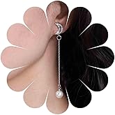 Erimberate Bohemian Crystal Pearl Jacket Earrings Silver Cz Star Moon Dangle Earrings Round Pearl Crescent Drop Earrings Asymmetrical Star Crescent Earrings Jewelry for Women