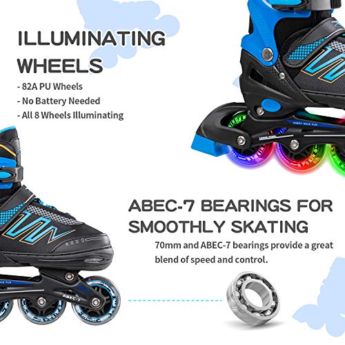 Hiboy Adjustable Inline Skates with All Light up Wheels, Outdoor