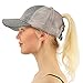 COCO LEE Trend Glitter Gray Baseball Cap for High Ponytail Women’s Messy Bun Glitter Trucker Baseball Cap for Women Girl