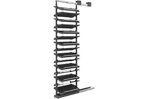 Adjustable 10-Tier Pull-Out Shoe Rack - Space-Saving Vertical Organizer for Closet, Metal Retractable Storage Solution, Heigh