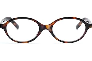 SUNBSR Retro Oval Glasses for Women Men 90s Small Round Blue Light Glasses Oval Y2K Tortoise Eyeglasses