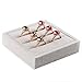 Oirlv linen 3 Slots Ring Earrings Display Trays Showcase Jewelry Organizer (creamy-white,square)