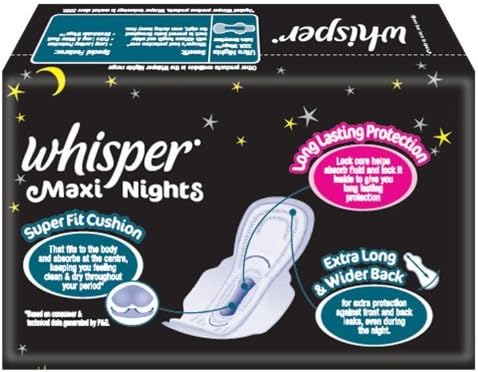 Whisper Maxi Nights - XL Wings (7 Pads) Sanitary Pads Napkin with DHL Shipping