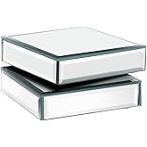 Hipiwe 2 Packs Mirrored Display Risers Stand Glass Mirrored Showpeice Figures Display Base Square Jewelry Display Stand Block