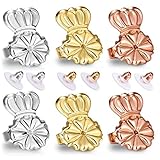 Original Earring Lifters and Earring Backs Pack - 3 Pairs of Hypoallergenic Adjustable Earring Lifts and 3 Pairs of Earring Bullets Backs - Easy to Use, Perfect for Drooping Earrings
