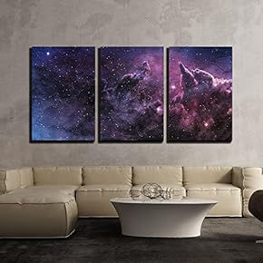 Purple Nebula and Cosmic Dust in Star Field x3 Panels
