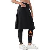 beroy Women's Knee Length Skirt with Fleece Full Leggings Athletic Tennis Skorts Modest Skirted Legging Pockets
