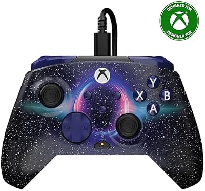 Rematch Advanced Dark Cosmos Manette de jeu filaire - Licence Xbox Series XS, Xbox One et PC avec Lenticulaire, multi-design, Boutons Programmables, Gâchettes et commandes audio