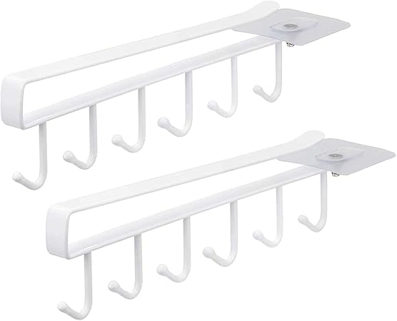 Cymax Soporte Adhesivo para Tazas Debajo del gabinete – 2 Ganchos para