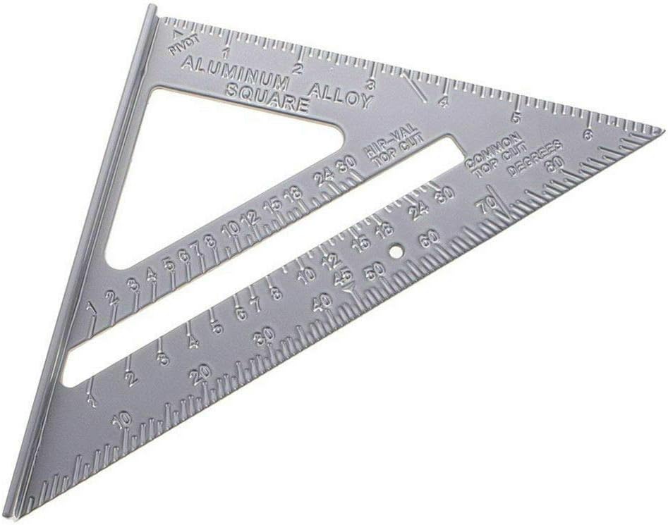 Aluminum Alloy Roofing Square,7" Rafter Angle Measure Triangle Guide Angle Protractor Miter Framing Measurement Carpenter Framing Measuring Tool
