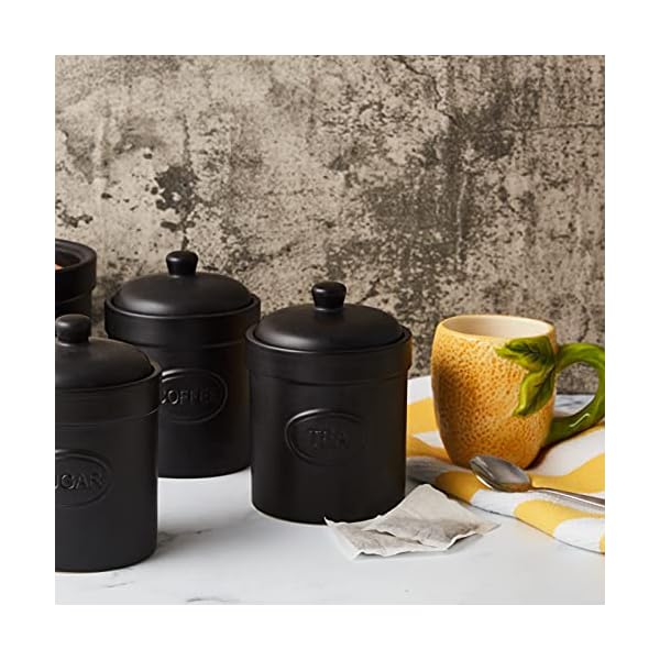 BIA-Tea-Canister-Matte-Black-Matte-Storage-Jars-Stoneware-Kitchen-Storage-Tea-Coffee-and-Sugar-Canisters-Set-Kitchen-Storage-Organisation-Available-in-White-and-Black BIA - Tea Canister - Matte Black - Matte Storage Jar - Stoneware Kitchen Storage - Kitchen Storage & Organisation…