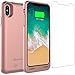 Alpatronix iPhone Xs/X Battery Case, BXXs Slim Portable Protective Extended Charger Cover with Wireless Charging Compatible with iPhone X & iPhone Xs (5.8 inch) -(Rose Gold)