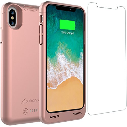 iPhone X/XS Battery Case Qi Wireless Charging Compatible, Alpatronix BXX 5.8-inch 4200mAh Slim Rechargeable Extended Protective Portable Charger Case for iPhone X XS Juice Bank Power Pack: Rose Gold