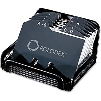 Rolodex Metal/Mesh Open Tray Address/Business Contact Card File, Black 22291ELD