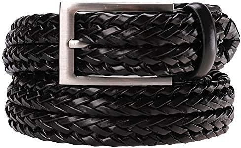 Earnda Men's Braided Belt Leather Woven Genuine Leather Belt