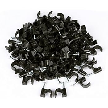 RG6 Cable Clip, KinHom Premium Black Single Coaxial Nail Outdoor Satellite Dish Cable Mounting Clip for Coax Coaxial Wire Ethernet Cable Management (100 PACK)