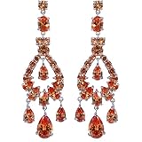 Yazilind Chandelier Silver Plated Pear Cut Cubic Zirconia CZ Flawless Post Dangle Earrings