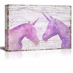 Vintage Style Pink Unicorn on Wooden Background