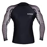 Hawk MMA & NJJ Rash Guard Crossfit Compression Base Layer Shirt Jiu Jitsu Top Men Steel Arms look (Large)