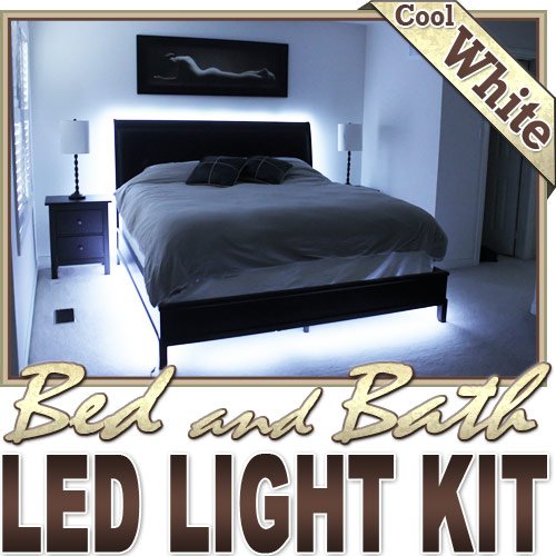 Biltek 6′ ft Cool White Bed Night Light Closet TV Remote Controlled LED Strip Lighting SMD3528 Wall Plug – Headboard…
