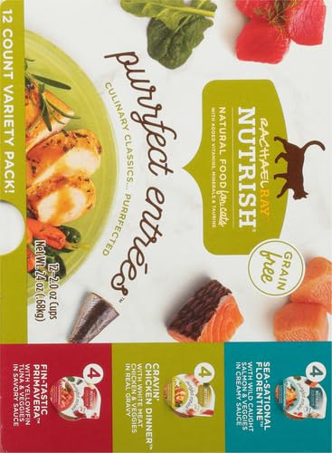 RACHAEL RAY NUTRISH PURRFECT ENTREES GRAIN FREE NATURAL WET CAT FOOD VARIETY PACK, 2.8 OUNCE (PACK OF 12)