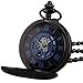 Pocket Watch Antique Dragon Mechanical Skeleton SIBOSUN Bronze Double Cover with Chain