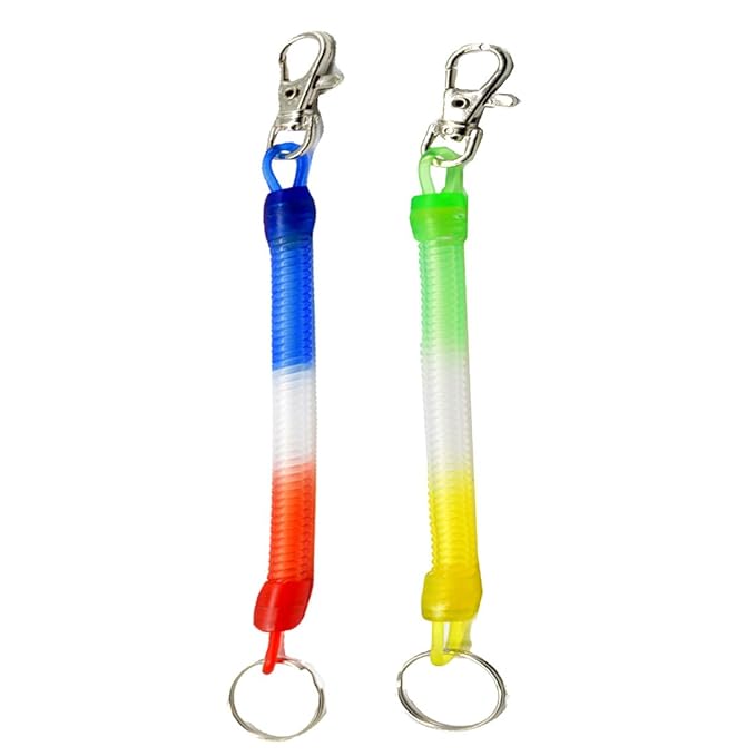 Buy Key ring Spiral Multicolor Plastic Key Chain Stretchable String Metal Clip Holder Online at