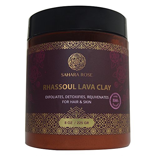 Sahara Rose 100% Organic Rhassoul Lava Clay Powder for Hair and Facial Mask, 8 oz.