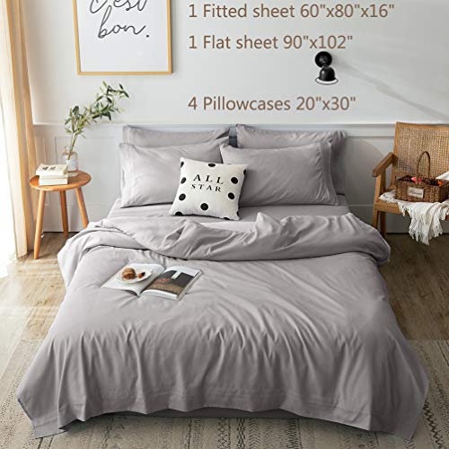 LBRO2M Bed Sheets Set Queen Size 6 Piece 16 Inches Deep Pocket 1800