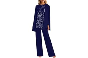 Women's 3 Pieces Lace Pants Suits Mother of Bride Dress Elegant Sets Wedding Formal Outfits