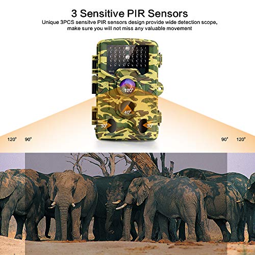 Asiwo Wildkamera, 16MP 1080P Outdoor Überwachungskamera mit Bewegungsmelder 120° Weitwinkel Nachtsicht 20m mit P65… – Bild 5