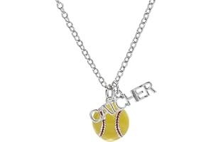 GIMMEDAT Heart Baseball, Basketball, Lacrosse, Soccer, Softball, Tennis, Volleyball Necklace for Women Sports Fan Jewelry Gift for Player