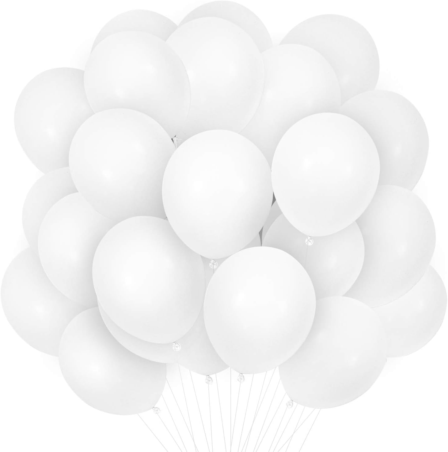 PartyWoo 100pcs 10 Inch White Matte Balloons, Latex Party Balloons for Kids Birthday, Wedding, Baby Shower, Anniversary