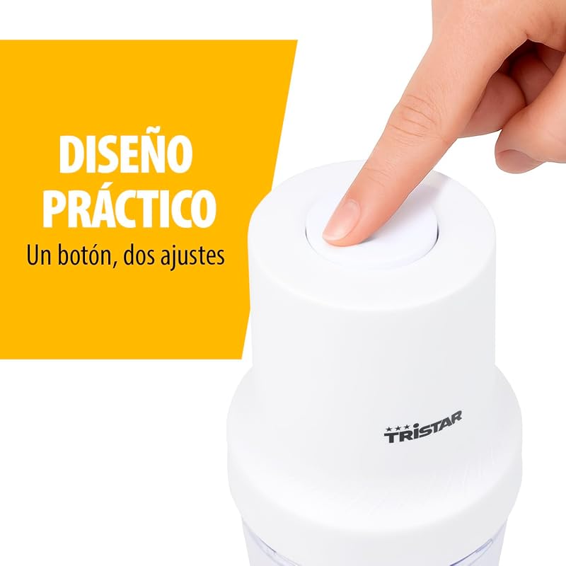 Picadora de Acero Inoxidable, Motor 400W, 2 Velocidades con Turbo, 2 Cuchillas de Acero Inoxidable, Bol 0.5L, Diseño Compacto, Piezas Aptas Lavavajillas, BL-4023