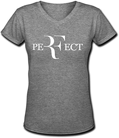 SumShirt Roger Federer 1 A0295 Cotton Tshirt Gray Womens V-Neck T-Shirt Cotton Short Sleeve