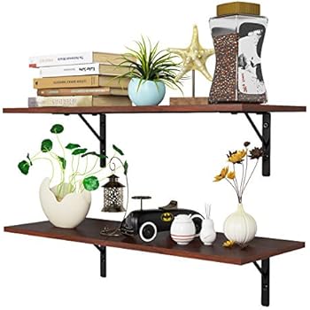 Homfa Floating Shelves Wall-Mounted Display Storage Ledge with Bracket for Bathroom, Kitchen, Living Room, Bedroom, Large 31.5X 11.6X 7.3in (Espresso)