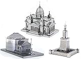 3D Metal Puzzle Models Of St. Isaac’s Cathedral, Roman Pantheon and The Light House of Alexandria - DIY Toy Metal Sheets Assembling Puzzle, 3D puzzle – 3 Pack