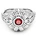 BEUU 2019 Sunflower Flower Color Zircon Ring Exquisite Women's Two Tone Silver Floral Round Diamond Red Jewel Rings for Women Jewelry Ring Women's Fashion
