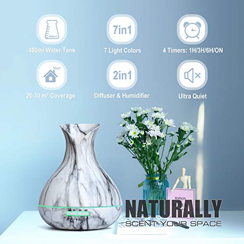 PRIFOREST USB Essential Oil Diffuser – 400ml Ultrasonic Aromatherapy Diffuser for Essential Oil- 4 Timer and Auto-Off… - Image 2