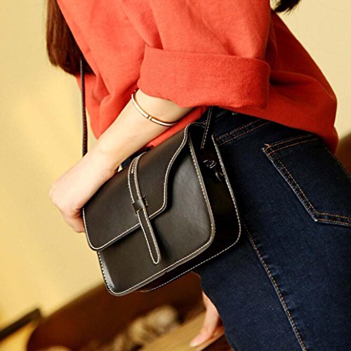 Vintage Crossbody,Clearance! AgrinTol Vintage Purse Bag Leather Crossbody Shoulder Messenger Bag (Black) - Thumbnail 3