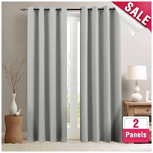 Moderate Blackout Curtains Grey Bedroom Room Darkening Window Curtain Panels Living Room 84 Inches Long Thermal Insulated Grommet Top Triple Weave