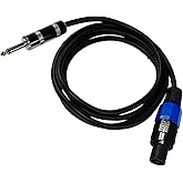 HQRP 6ft Speakon to 1/4-inch (6.35mm) TS Cable Compatible with Hartke AK115 AK410 Bass Guitar Amplifier, Hartke HyDrive HX112 HX115 HX410 HX810 Bass Amplifier Cabinet