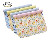 4 Pack B.B Bamboo Cotton 3 Layers Waterproof Baby Toddler Changing Pads Washable Resuable Diapers Liners Mats (4 Pack-45x35)