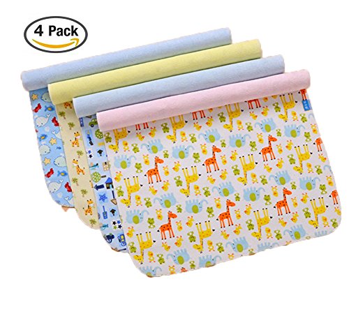 Monvecle 4pcs Pack Baby Infant Waterproof Cotton Changing Pads Washable Resuable Diapers Liners Mats (4pcs Pack-18